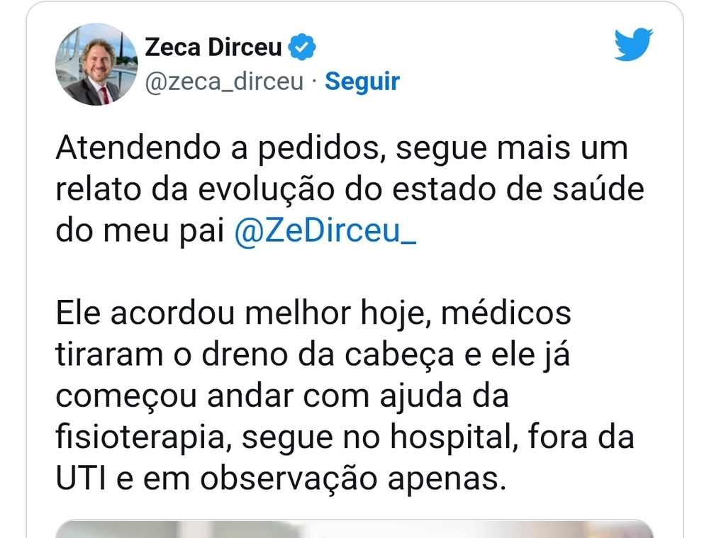 José Dirceu vai para casa, deixa a UTI depois de passar por cirurgia na cabeça