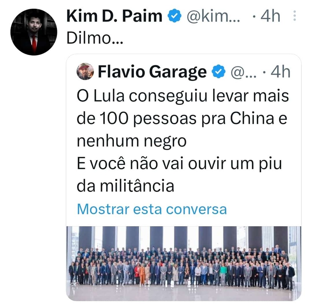 Influencers e memes nas redes sociais denúnciam racismo na comitiva de Lula, por não aperecer negros na foto