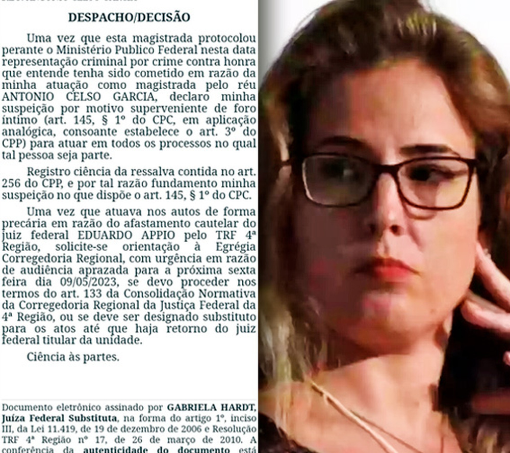 Gabriela Hardt se declara suspeita para julgar Tony Garcia