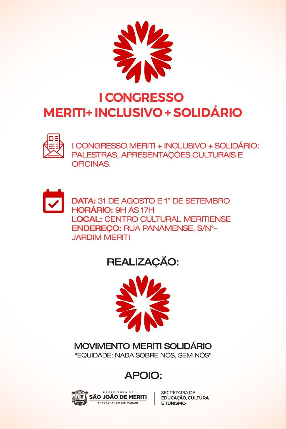 I Congresso Meriti + Inclusivo + Solidário com o tema 'Nada sobre nós, sem nós'