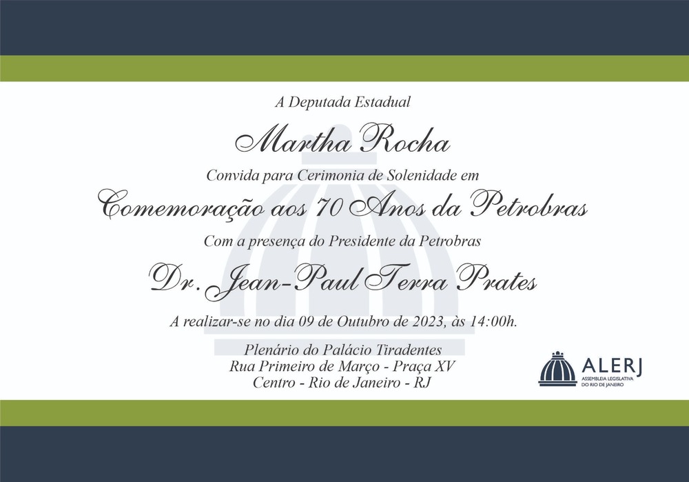 Deputada Martha Rocha comemora 70 anos da criação da Petrobras, com a presença do Presidente Jean-Paul Prates.