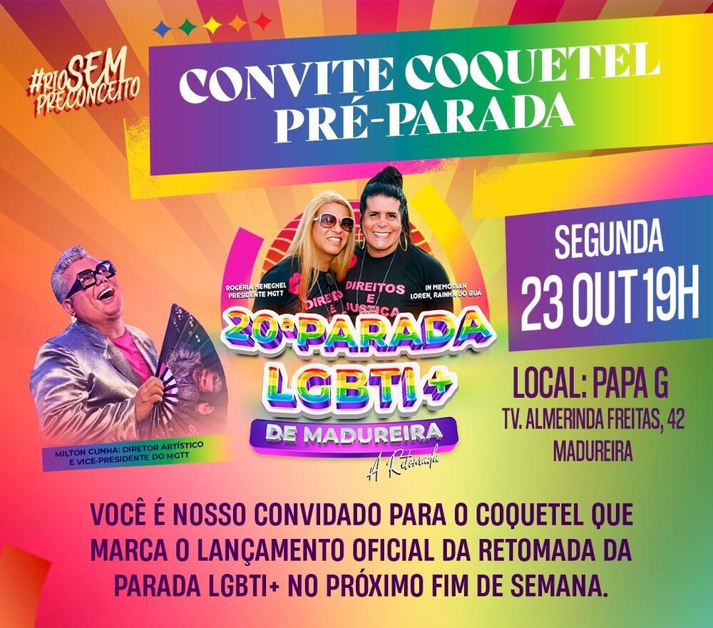 #RioSemPreconceito: convite cocktail marca lançamento oficial da retomada da parada LGBTI+