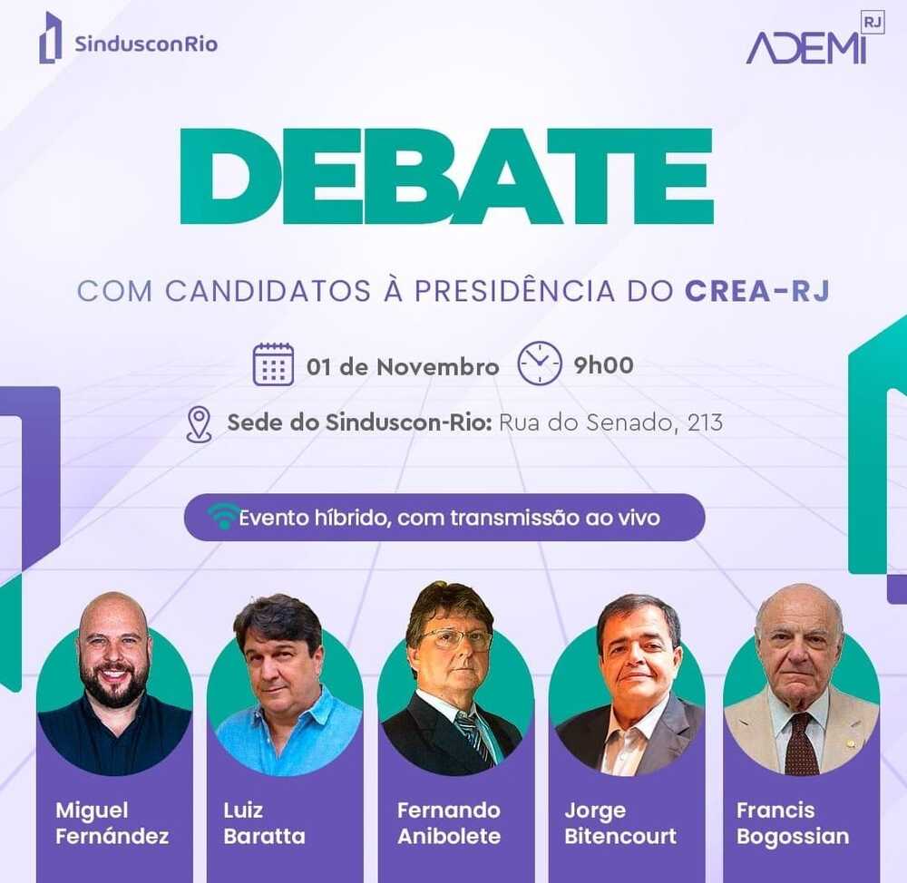 Debate - Eleições CREA-RJ: Falta de divulgação do Conselho, leva SINDUSCON-RIO, fazer o 1° debate. 