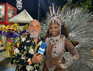 Andressa, musa da São Clemente, transborda emoção antes de desfilar na Marquês de Sapucaí no Carnaval 2024