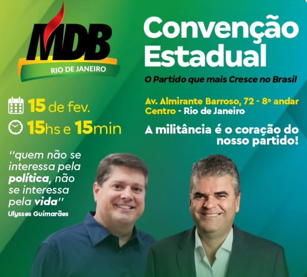 Começou o ano pós-cinzas com Convenção do MDB-RJ elegendo Pampolha vice-presidente e PP fazendo ato com Marcelo Queiroz pré-candidato a Prefeito