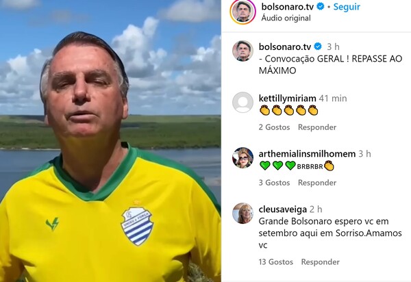 Bolsonaro convoca cidadãos para ato na praia de Copacabana contra a 'minuta do golpe'