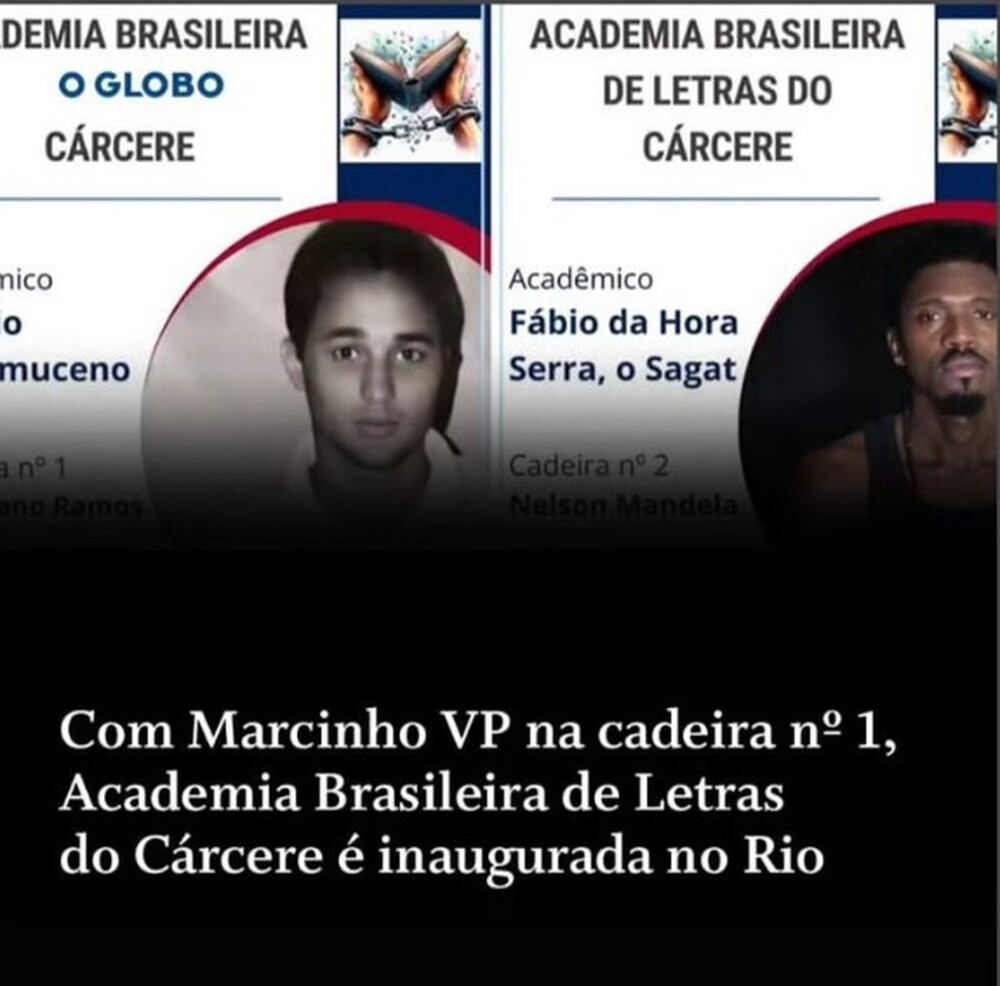 Literatura atrás das grades: a inusitada Academia Brasileira de Letras do Cárcere nomeia Marcinho VP para ocupar a cadeira nº 1 