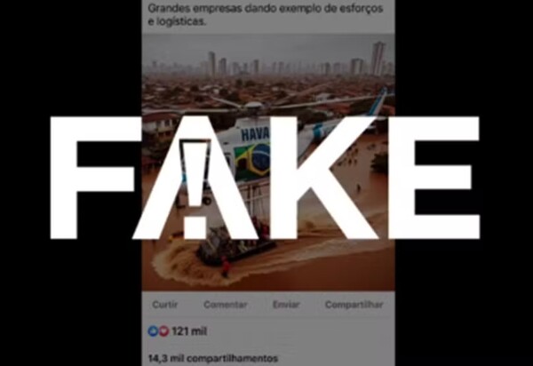 É #FAKE imagem que mostra helicóptero da Havan resgatando pessoas em área alagada