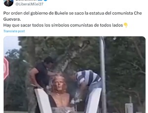 Javier Milei celebra e revive a decisão de Bukele de retirar a estátua de Che Guevara em El Salvador em 2023