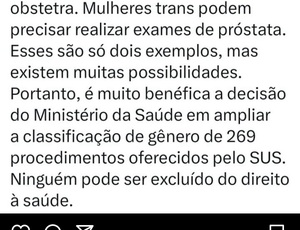 SUS para todes: deputado critica postagem de viúva de Marielle elogiando portaria do Ministério da Saúde que altera classificação de gênero