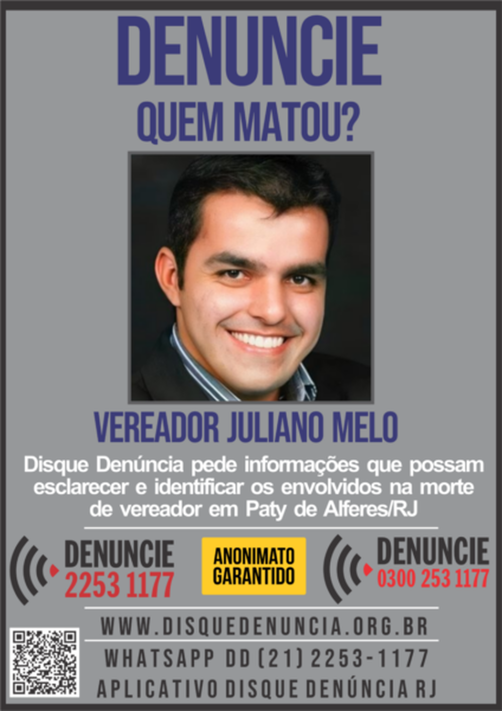 Paty do Alferes em Luto: Vereador Juliano Melo é assassinado com 4 tiros 