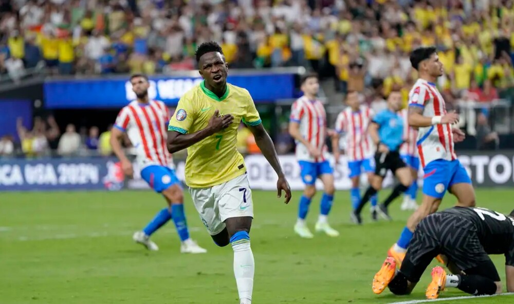 Vinicius Júnior brilha e Brasil derrota Paraguai na Copa América