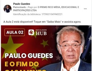 Thiago Nigro investe R$ 791 mil para promover curso de Paulo Guedes nas redes sociais 