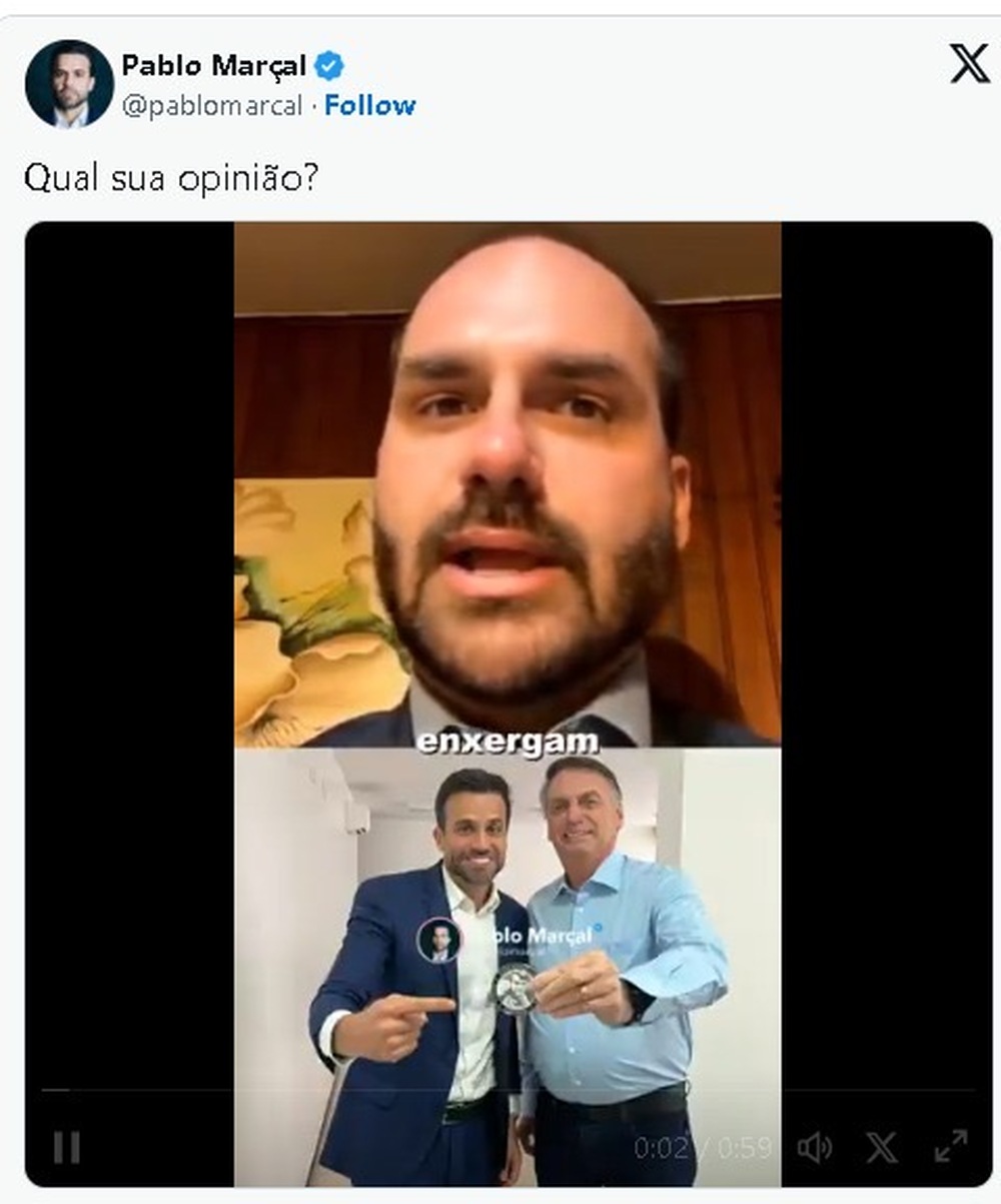 Pablo Marçal edita vídeo de Eduardo Bolsonaro e cria FAKE NEWS sobre apoio