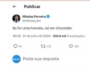 Nikolas Ferreira sobre Adversário de Trump: 'Se for Kamala, Vai Ser Chocolate'