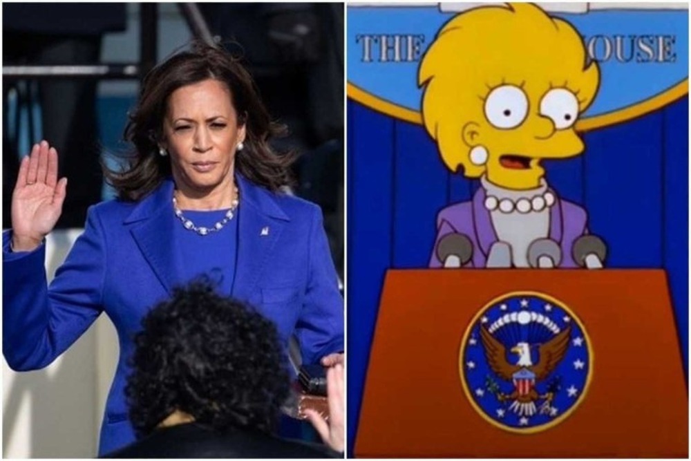 Previsão de 'Os Simpsons' se torna realidade? Episódio de 2000 mostra Lisa Simpson como presidente com roupa semelhante à de kamala harris