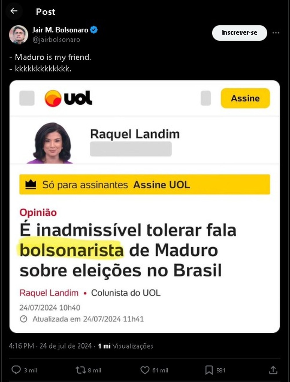 'Maduro é Meu Amigo': Bolsonaro ironiza Crítica da Imprensa 