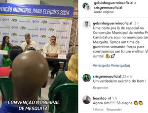 Convenção municipal de Gelsinho Guerreiro confirma Cris Gêmeas como candidata a vice em Mesquita
