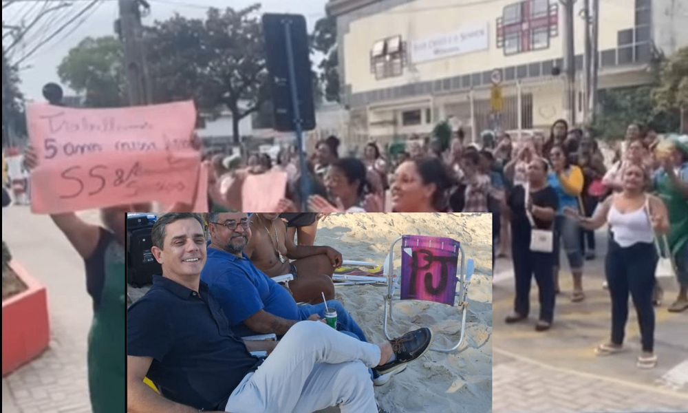 Candidato a Prefeito de Maricá ostenta vida de luxo e posta foto na praia, enquanto merendeiras de Maricá passam perrengue e protestam! 