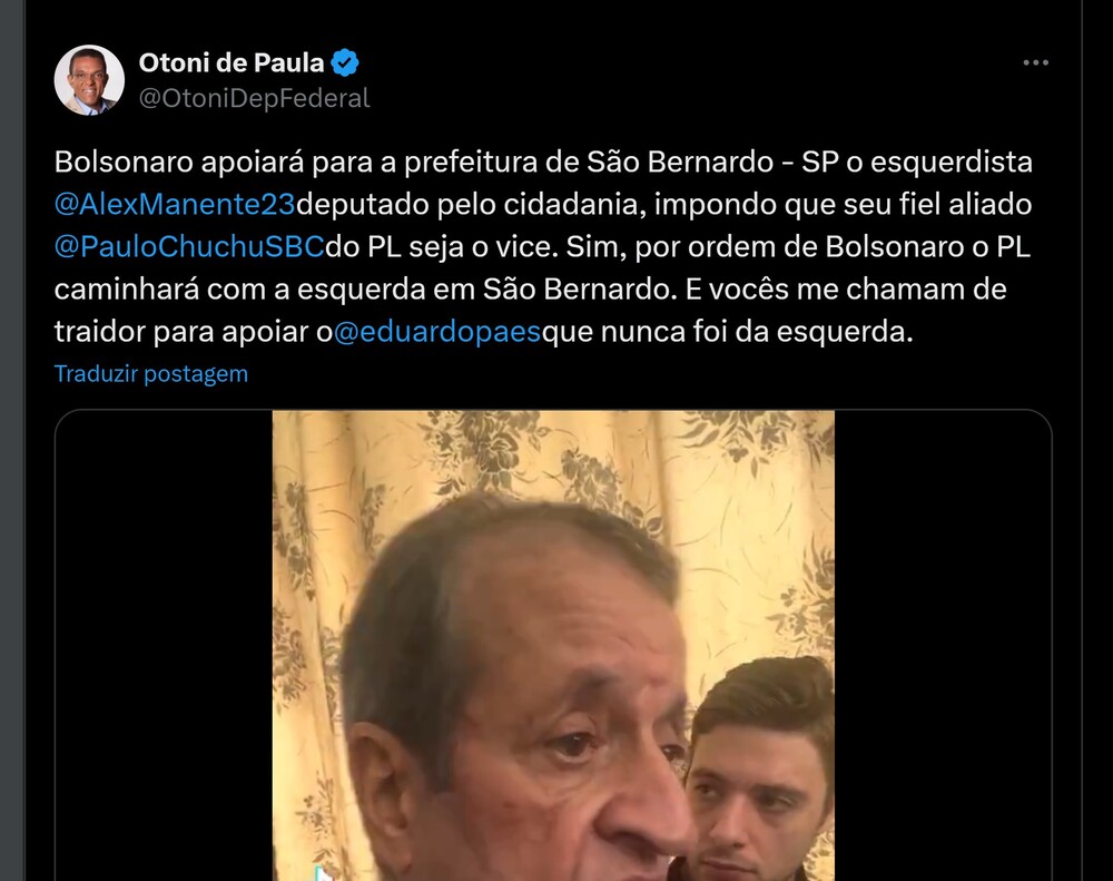 Deputado Otoni de Paula defende aliança com Eduardo Paes e critica hipocrisia bolsonarista