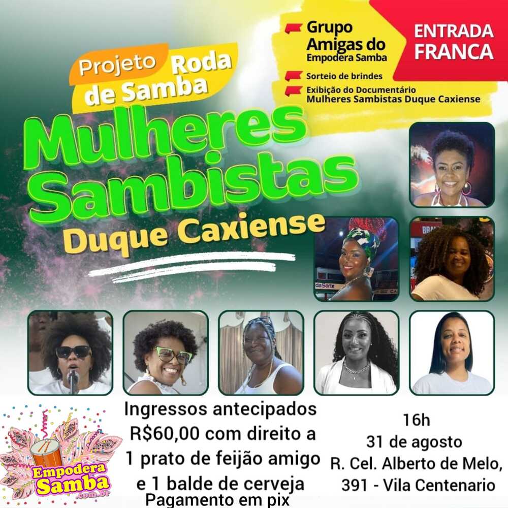 Em Duque de Caxias tem protagonismo feminino preto em Roda de Samba.