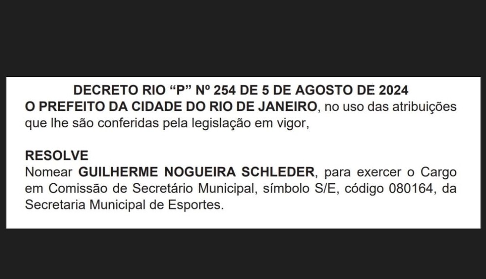 Renomeação de Guilherme Schleder à Secretaria de Esportes do Rio: Um Olhar Jurídico