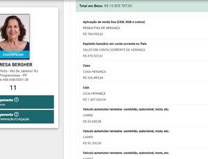 Teresa Bergher (PSDB): A vice mais rica do Rio de Janeiro com R$ 10.805.707,00