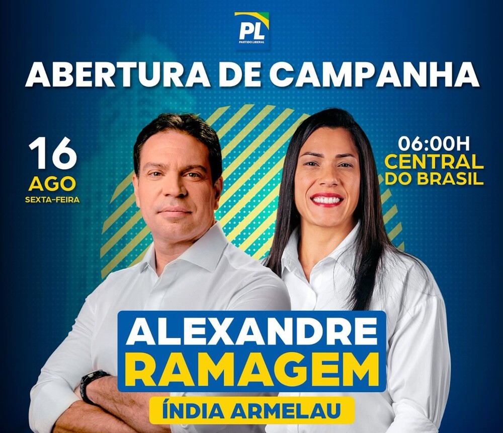 Café, pão e política: Ramagem e Índia Armelau convocam eleitores para madrugar na Central do Brasil no lançamento de campanha