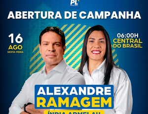 Café, pão e política: Ramagem e Índia Armelau convocam eleitores para madrugar na Central do Brasil no lançamento de campanha