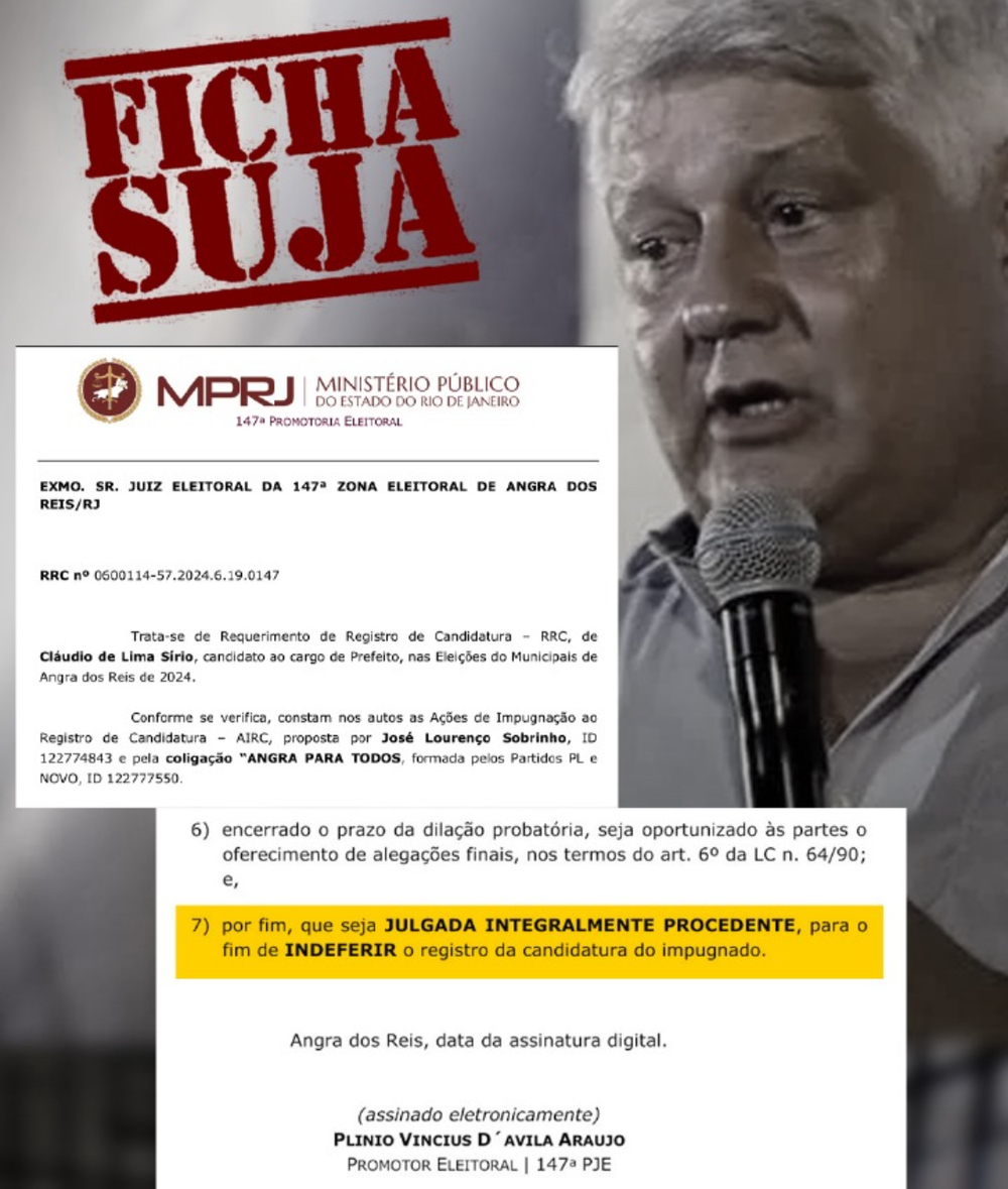 MP e Candidato de Bolsonaro pedem a impugnação de Ferreti, o MP já tinha pedido a impugnação de seu vice, ambos apoiado por Jordão em Angra