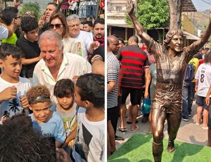 Estátua de Zico é inaugurada em praça de Quintino