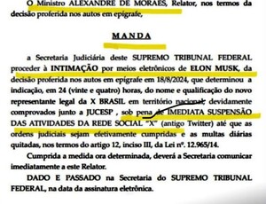 Moraes dá 24 horas para Musk indicar representante legal no Brasil