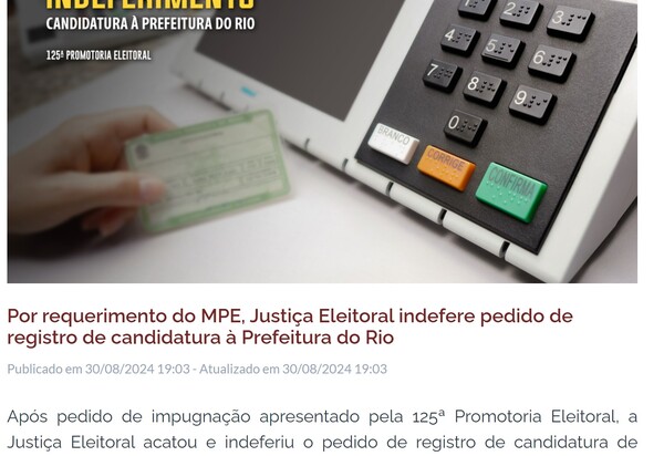 MP-RJ faz 'ctrl+c, ctrl+v' e comete FAKE NEWS no seu site Oficial: Candidato 'Gordinho do Bolsonaro' fica na saia justa