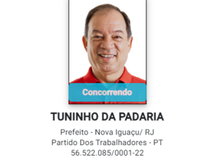 Nova Iguaçu: Candidatura de Tuninho da Padaria é indeferida pela Justiça Eleitoral, mas candidato do PT contesta