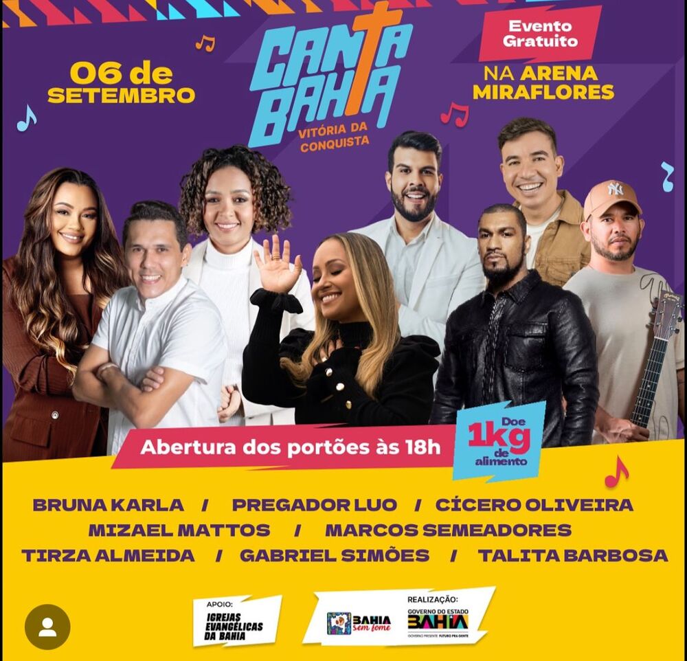 Festival Canta Bahia movimenta Vitória da Conquista nesta sexta-feira com entrada gratuita