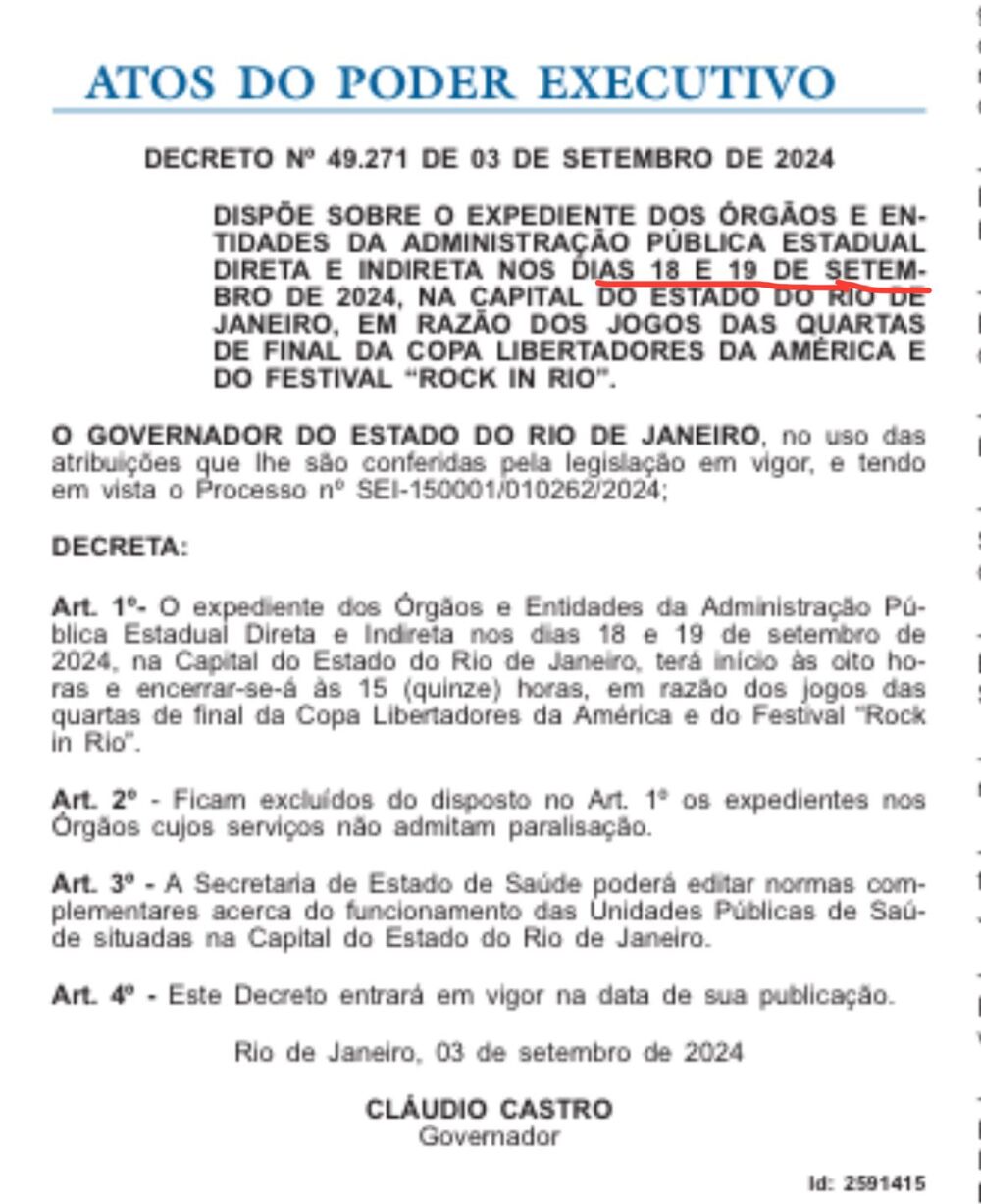 Rio de Janeiro Declara Feriado Público no Dia da Partida do Atlético na Libertadores