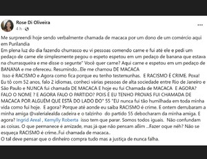 'Você Quer Carne?': Comerciante espetou um pedaço de banana e ofereceu, insinuado que a Mulher era Macaca em inauguração de sede do Partido de Eduardo Paes em Porciúncula