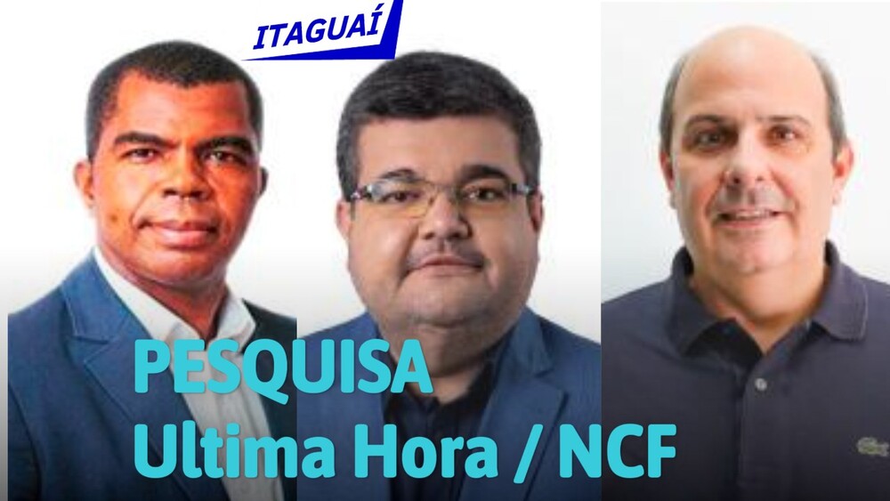 Pesquisa NCF/Ultima Hora: mostra Rubão na liderança em Itaguaí com 37,4%, seguido por Donizete com 21%, Valle aparece em terceiro