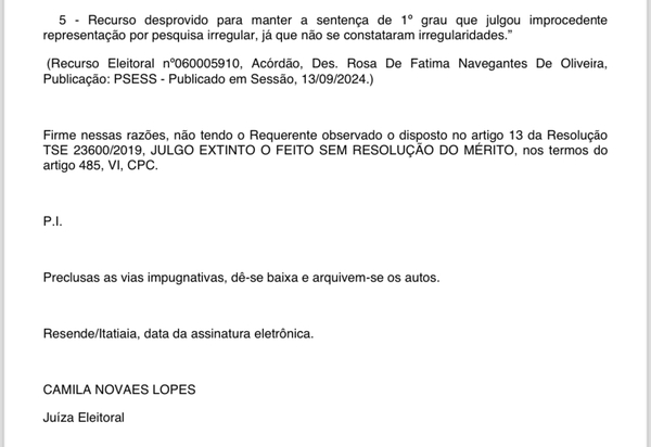 Itatiaia: Pesquisa Prefab que dava vitória ao candidato Dudu e foi impugnada por Partido, é confirmada como valida para justiça Eleitoral