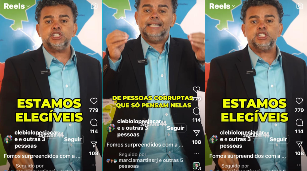 Véspera de Eleição em Nova Iguaçu: Justiça manda Jacaré tirar vídeo do ar dizendo que ele é elegível e chamando adversários de corruptos