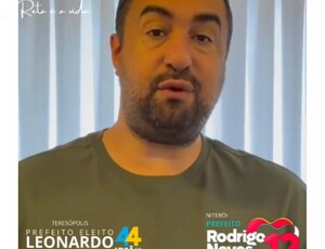 'Bota fé no 12': Prefeito eleito de Teresópolis Leonardo Vasconcellos declara apoio a Rodrigo Neves