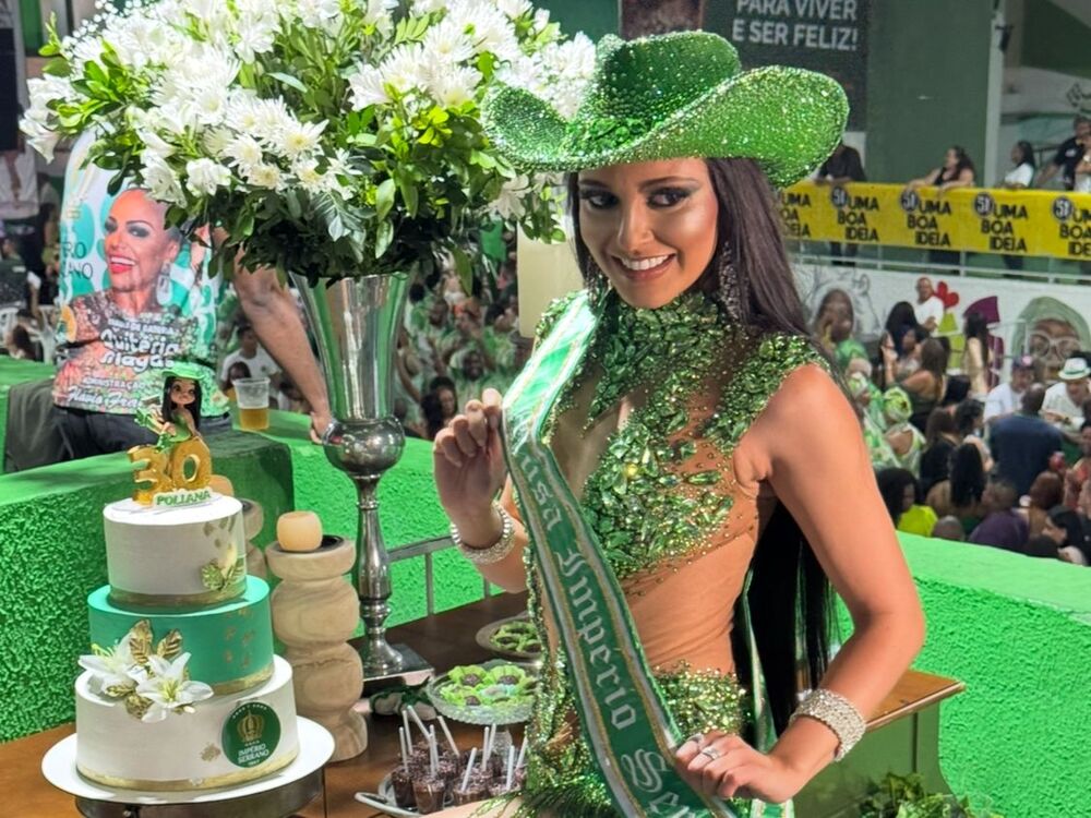 Tem boaideira no samba! Ex-A Grande Conquista, Poliana Roberta é apresentada como musa do Império Serrano