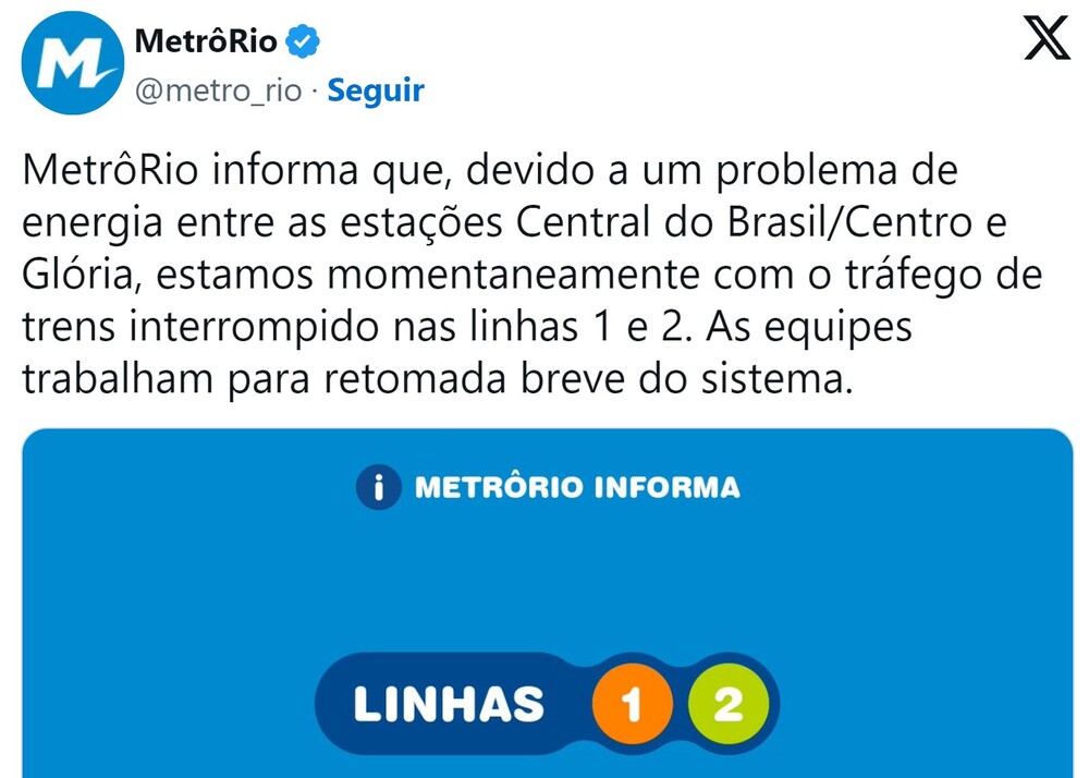 Apagão no Metrô: Linhas 1 e 2 Paralisadas, Rio em Alerta