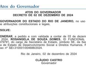 Rosângela Gomes deixa Secretaria de Desenvolvimento Social do Rio de Janeiro