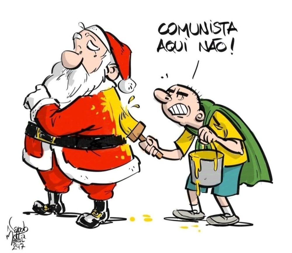 Balneário Camboriú veste Papai Noel de verde e amarelo e gera polêmica