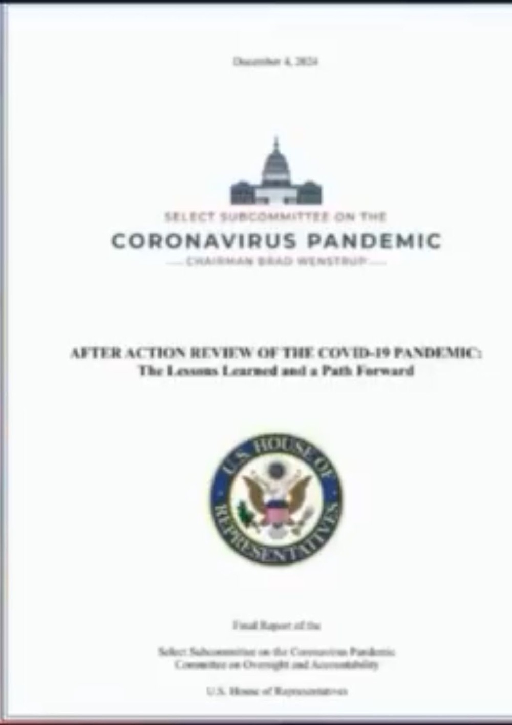 Relatório do Congresso Americano sobre a Pandemia de COVID-19