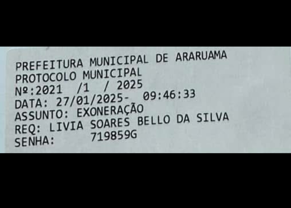 Leia na íntegra pedido de exoneração da prefeitura de Araruama da pré-candidata a governadora Livia de Chiquinho e pede desculpas ao povo