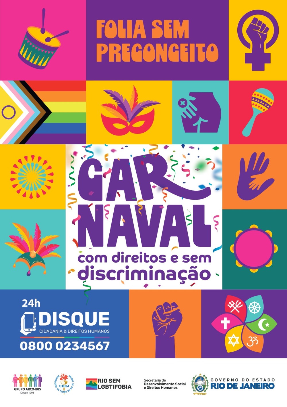 Campanha 'Carnaval com direitos e sem discriminação' já está nas ruas e visa impactar cerca de um milhão de pessoas