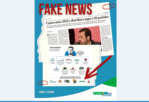 Patriota repudia Fake News do O Globo e informa ao Tribuna da Imprensa que não compõe a base do governador Cláudio Castro