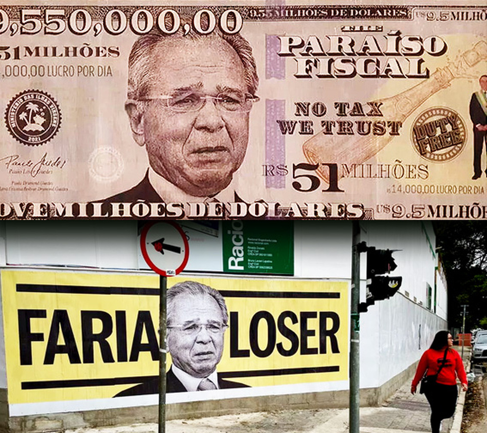 Guedes é escrachado também na Faria Lima, com nota de US$ 9,5 milhões